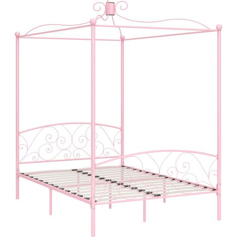 Himmelbett-Gestell Rosa Metall 140 x 200 cm vidaXL (1/5)