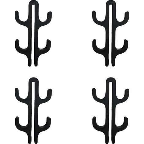 Lot de 4 crochets noirs sans cadre pour porte de douche en verre, installation sans outils, salle de bain et cuisine (1/5)