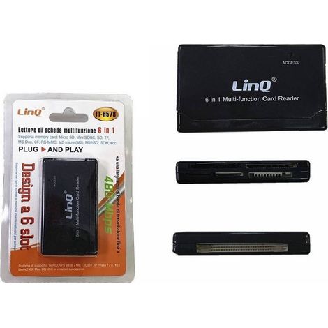Linq - Lettore Schede Di Memoria Memory Card 6in1 Sd Tf Micro Sd Rs-mmc It-h578 Esterno - (1/2)