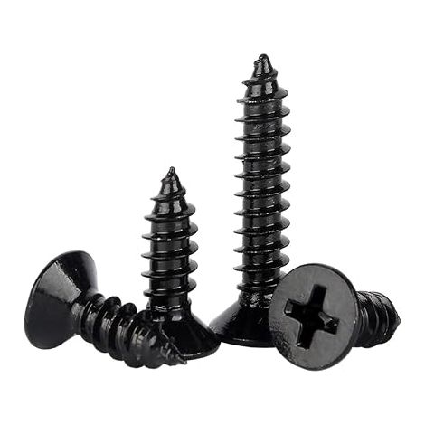 M2 x 10mm Acier inoxydable 304 Croix Fraisée Vis à bois Plaqué zinc noir Auto forage Tête plate Vis autotaraudeuses (1/5)