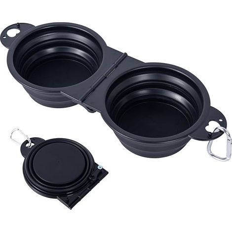 Folding Plastic Bowl for Cats/Dogs, Plastic, Water Bowl for Dogs, Foldable Travel Bowl for Dogs (Black) (1/3)