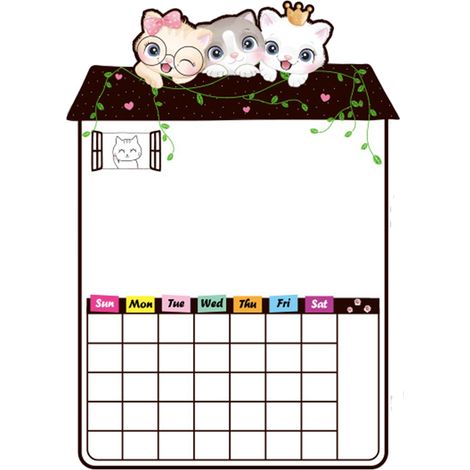 Tableau blanc magnétique pour réfrigérateur, en PVC souple à forte adhérence, avec stylo et gomme, motif chat (38,5 x 41,1 cm / 15,2 x 16,2 pouces)