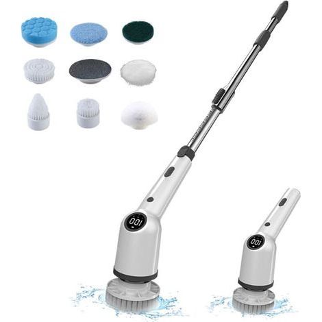 Brosse Nettoyage Electrique, Brosse Rotative Nettoyage avec 8 Têtes Remplaçables, 3 vitesses, Brosse Nettoyage Salle de Bain (1/4)