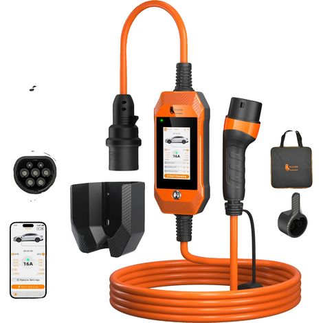 Chargeur EV, Contrôle WIFI Intelligent, Puissance de Sortie de 11kW, feyree Orange (1/2)