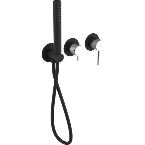 Sapho Ultrasan - Mitigeur encastré, installation 3 trous, avec corps d'encastrement, avec accessoires, noir mat/chrome UT045VBC (1/2)