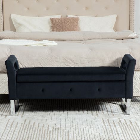 Pouf de rangement en velours — Idéal pour le salon, l'entrée ou la chambre