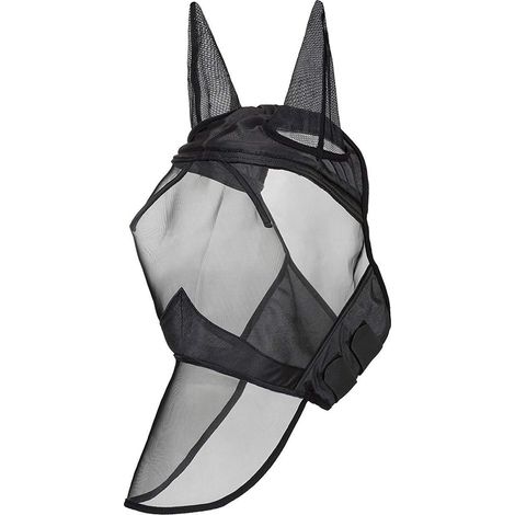 Fliegenmaske mit UV-Schutz für Ohren und Nase, Schwarz/Silber (1/5)