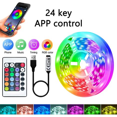 (24 touches + application, 20 mètres) Bande lumineuse LED RGB flexible, adaptée à la décoration de la chambre et au rétroéclairage de la télévision. (1/4)