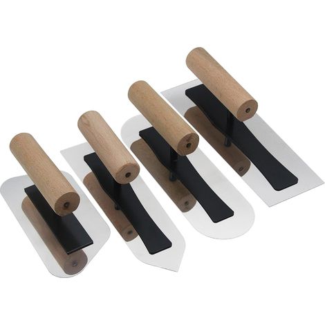 Lot de 4 - Truelle de finition - Acier inoxydable - Flexible et durable pour enduit vénitien - Poignée en bois ergonomique - Formes variées pour coins et surfaces - Argent - 240x90cm (1/5)