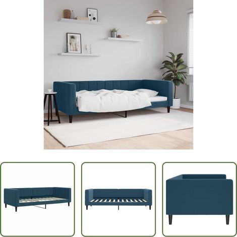 vidaXL Canapé - Lit de repos sans matelas bleu 90x200 cm velours (1/5)
