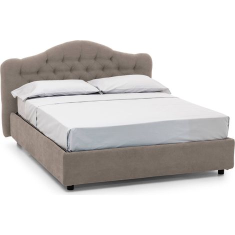 Letto Matrimoniale Allik, Letto Matrimoniale Materasso Incluso, Sfoderabile Made in Italy, Contenitore, Grigio Tortora\