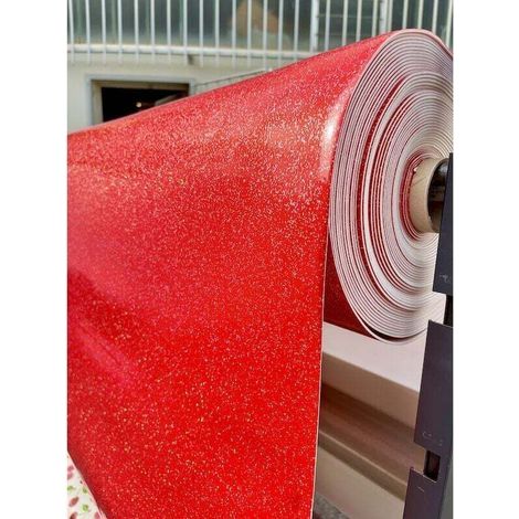 Nappe Imprimée Paillettes - Au mètre - 300 x 140 cm - rouge