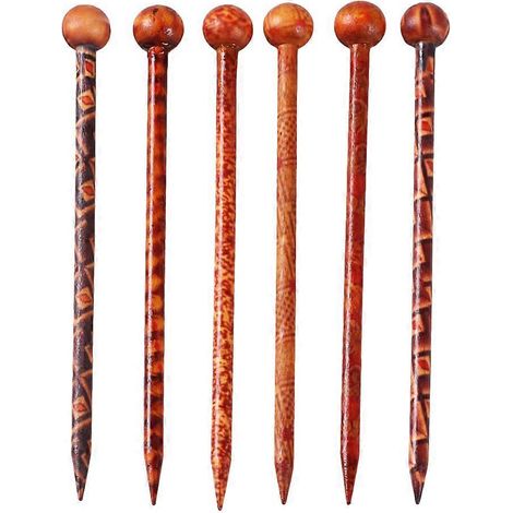 Lot de 6 épingles à cheveux en bois style rétro, imprimées, ethniques et vintage (couleur aléatoire).-M (1/2)