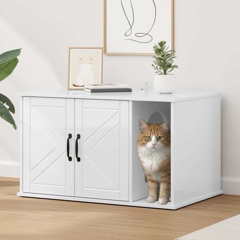 vidaXL Maison pour chat Blanc Brillant 85 x 55 x 50 cm