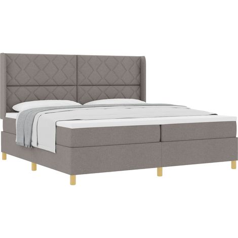 Maison Exclusive - Lit à ressorts avec tête de lit Taupe 200 x 200 cm tissu (1/5)