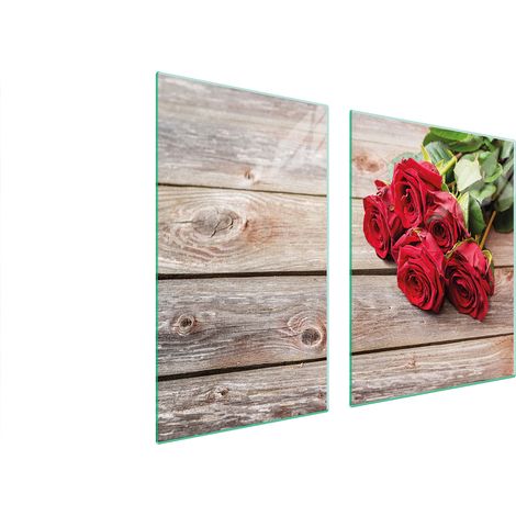 ASSIETTE EN VERRE et PLANCHE À DÉCOUPER 100x52 ROSES (1/5)