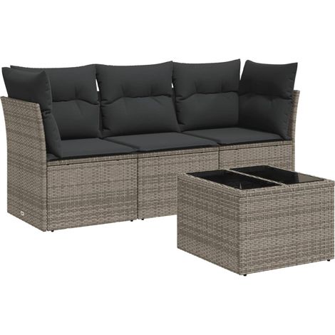 Maison Exclusive - 4-tlg. Garten-Sofagarnitur mit Kissen Grau Pol