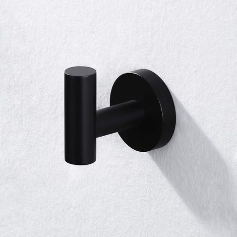 1 pc Crochet Porte Serviette Crochet Adhesif Crochet Salle de Bain Crochet Mural Acier Inoxydable SUS 304 Brossé(Noir) (1/4)
