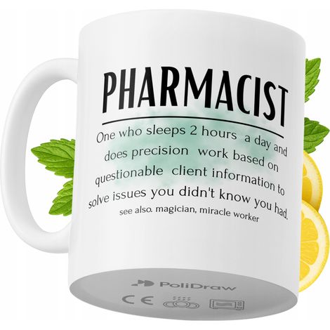 Taza de café/té divertida y humorística para farmacéuticos. Taza con diseño gráfico y texto gracioso para cumpleaños, santos y días festivos. Taza premium para ocasiones especiales en casa, la oficina (1/5)