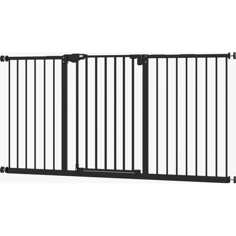 Barrière de sécurité pour animaux, barrière de sécurité, barrière d'escalier, sans perçage, métal, plastique, noir, 136,3 cm x 76,2 cm