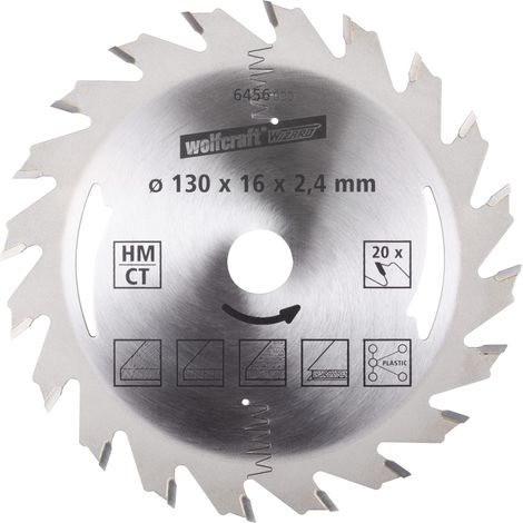 Wolfcraft Kreissägeblatt Serie silber Ø 130 mm Bohrung Ø 16 mm Kreissägeblatt (1/2)