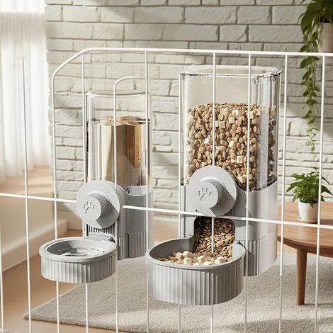 Distributeur automatique de nourriture et d'eau suspendu pour lapins  distributeur à gravité pour cobayes - chinchillas (1/5)