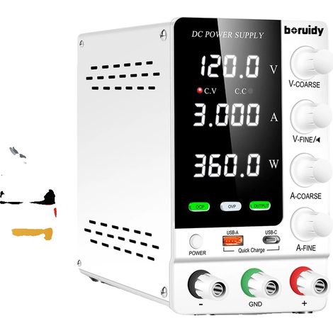 Fuente de alimentación de laboratorio, salida ajustable, protección contra sobretensiones, SPS-C1203S 120V3A (1/2)