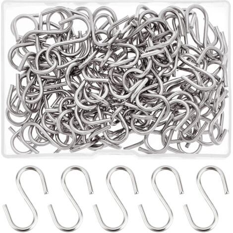 Lot de 100 crochets en S en acier inoxydable 304, petits crochets en S en métal, crochets de suspension pour suspendre de petits objets, clés, bijoux, sacs légers, 29 x 2 mm (1/5)