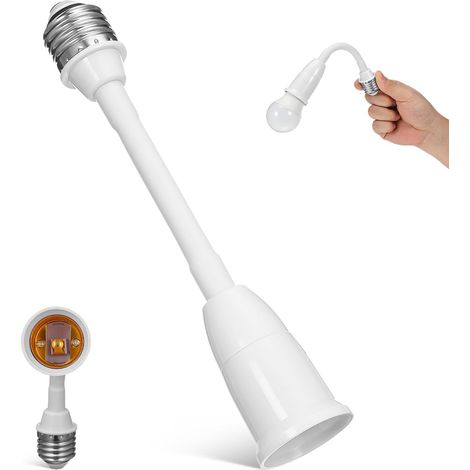 Extensión de portalámparas E27 flexible y ajustable con soporte giratorio de 360° para iluminación interior y exterior, adaptador de portalámparas para techos altos, fácil instalación. (1/5)