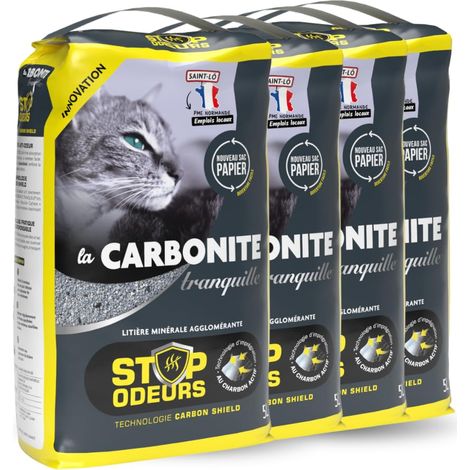 Litière pour Chat - Stop Odeurs (4x5L) Litière Agglomérante Charbon Actif Ultra Absorbante, Agglomérante (1/5)