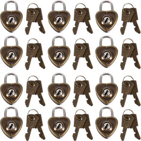 Lot De 12 Mini Cadenas Coeur Antirouille Avec Clés Portable Pour Valise Tiroir Journal Et Armoire Sécurisée (1/5)