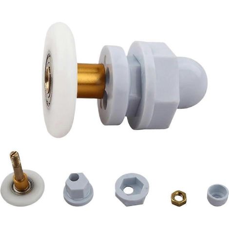 Roulettes pour porte de douche (lot de 4) en nylon et laiton, diamètre 23 mm, pour une ouverture et une fermeture silencieuses. (1/5)