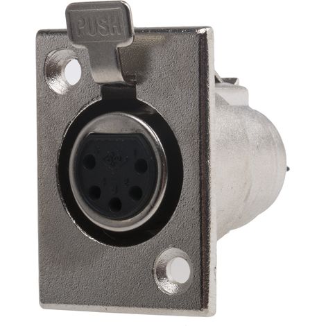 RS PRO-Connecteur XLR Femelle Droit 5 voies Montage panneau, placage Argent ( Prix pour 1 ) (1/2)