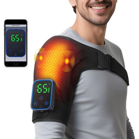 Épaulière Chauffante Avec Vibration,massage epaule Bandoulière électrique réglable,épaulière Pour support d'épaule,épaulière Pour Homme ou Femme,Bandage d'épaule Pour épaule Gauche/droite