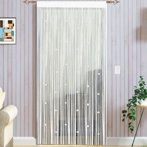 Rideau anti-mouches en perles 100x200cm – Moustiquaire pour porte extérieure – Facile à installer – Blanc décoratif (1/5)