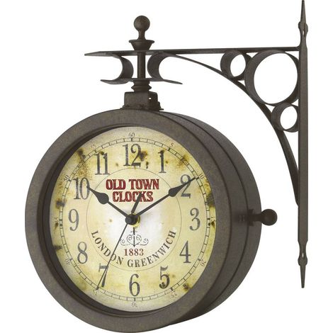TFA Dostmann 603011 Quarzo Orologio da parete 20.5 cm x 29 cm x 29.5 cm x 9 cm antico, Nero