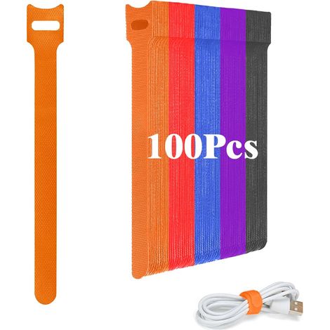 Lot de 100 serre-câbles réutilisables - 12 x 150 mm - Câble de charge Hook (1/5)