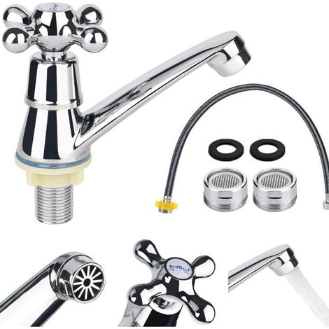 Robinet Lave Main Eau Froide, Robinet Eau Froide Uniquement, avec Filtre et Tuyau de Raccordement (1/5)