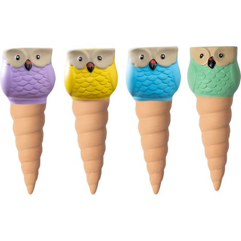 Pots de fleurs à réserve d'eau en terre cuite rouge, forme hibou, 150 ml, lot de 4, multicolores, pour jardin d'intérieur (1/5)