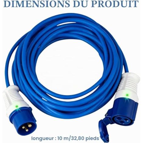 Rallonge CEE,10M 230V 16A CEE Rallonge Electrique,Rallonge Camping Car,Câble Rallonge Caravane CEE pour Camping Et Activités De Plein Air,IP44,Chantiers,Industrie, Espaces xEtérieurs,Bleu (1/5)
