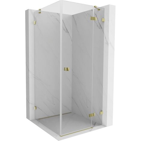 Mexen Lunar Duschkabine schwenkbar rechts 80 x 80 cm, transparent, gold - 834-080-080-50-00-P (1/5)
