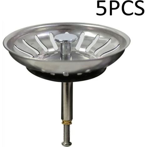 Panier Pour Bonde d'Évier de Cuisine Avec goupille réglable - Crépine Universelle Acier Inoxydable, Bouchon Panier Pop-Up - Lavable Lave-vaisselle, Ne se Bouche & Ne Déborde Pas (Lot de 5) (1/4)