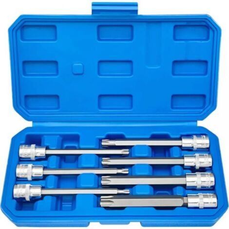 Douille à clé, 7 pièces, douille 3/8", douilles T25, T30, T40, T45, T50, T55 et T60 110 mm (avec boîte) (1/5)