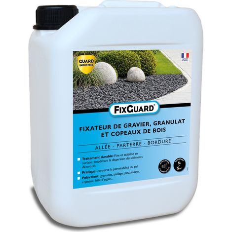 Guard Industrie – Stabilisateur de gravier 5L – Fixe copeaux et galets jusqu'à 3 ans – Résiste au souffleur de feuilles – Traite 10m² – Sans solvant