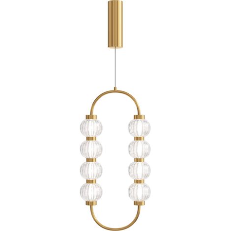 Maytoni Amulet Oval Lampadario moderno a sospensione in oro 3000K 700lm con paralume in vetro (1/4)