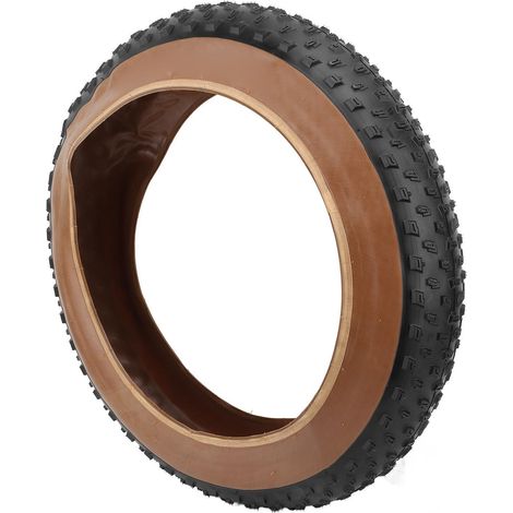 Pneu de vélo pliable 20x4 pouces pour motoneige, en caoutchouc, noir et jaune. (1/5)