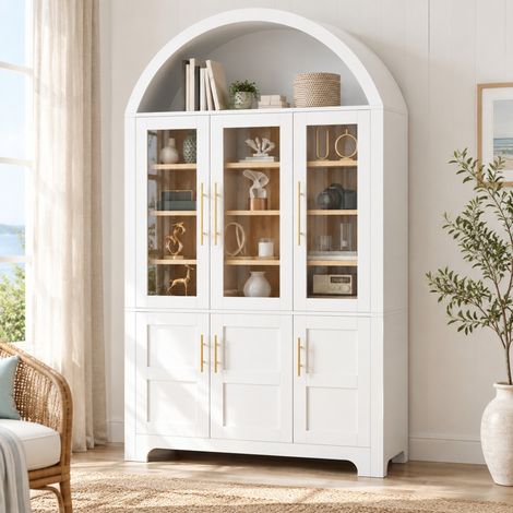 Hohe Vitrine 110×40×185 cm aus PB/MDF, weiß, mit flexiblem Stauraum – MEUBLIV (1/5)