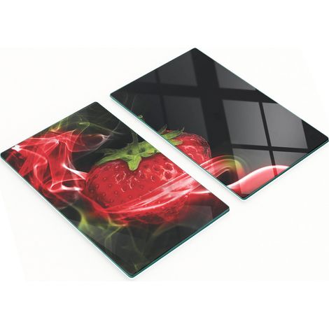 Taglieri decorativi in vetro temperato, colore fragola fumé, 2x30x52 cm (1/5)