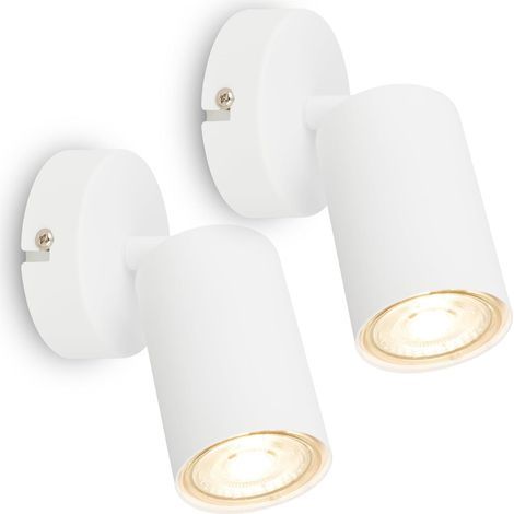 Set of 2 Wall Lights, Adjustable, GU10 Socket, Metal, White, Indoor (1/5)