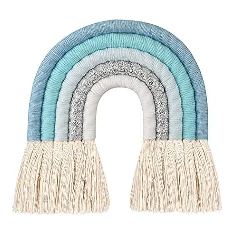 Tenture murale en macramé arc-en-ciel - Style bohème - Pour chambre d'enfant - Décoration de la maison - Décoration de fête prénatale - Arc-en-ciel (1/5)
